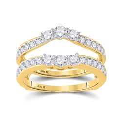 Womens Round Diamond Wedding Wrap Ring Guard Enhancer 1 Cttw 14kt Yellow Gold - REF-80H9R