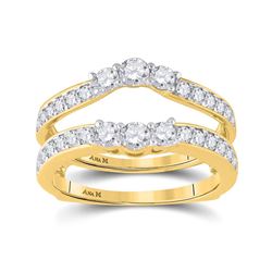 Womens Round Diamond Wedding Wrap Ring Guard Enhancer 1 Cttw 14kt Yellow Gold - REF-80H9R