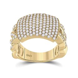 Mens Round Diamond Statement Fashion Ring 2 Cttw 10kt Yellow Gold - REF-120M5H