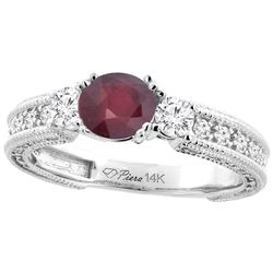 1.60 CTW Ruby & Diamond Ring 14K White Gold - REF-86Y2V