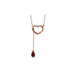 Genuine 3.3 ctw Ruby Necklace 14KT Rose Gold - REF-37M4T