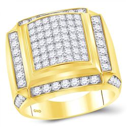 Mens Princess Diamond Square Cluster Ring 2-7/8 Cttw 10kt Yellow Gold - REF-175N5F