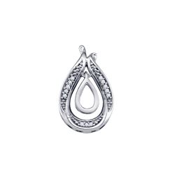 Womens Round Diamond Teardrop Pendant 1/20 Cttw 10kt White Gold - REF-7M5H