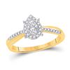 Image 1 : Womens Round Diamond Cluster Pear Promise Ring 1/4 Cttw 10kt Yellow Gold - REF-25K5Y