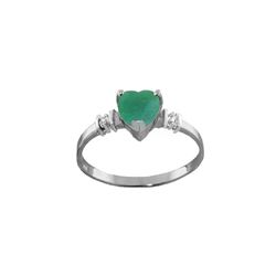 Genuine 1.03 ctw Emerald & Diamond Ring 14KT White Gold - REF-37N6R