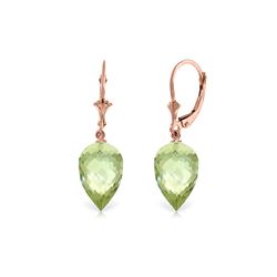 Genuine 19 ctw Green Amethyst Earrings 14KT Rose Gold - REF-35M9T