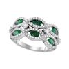 Womens Oval Emerald Diamond Fashion Ring 1-7/8 Cttw 18kt White Gold - REF-131W5K