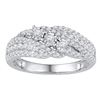 Womens Round Diamond 3-stone Band Ring 1/2 Cttw 10kt White Gold - REF-30W5K