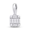 Womens Baguette Diamond Fashion Cluster Pendant 1/8 Cttw 14kt White Gold - REF-12K9Y