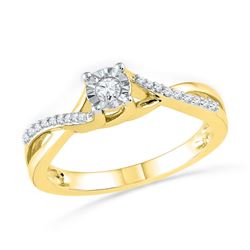 Round Diamond Solitaire Twist Bridal Wedding Engagement Ring 1/6 Cttw 10kt Yellow Gold - REF-18N9F