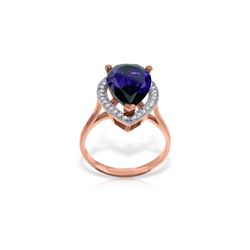 Genuine 5.26 ctw Sapphire & Diamond Ring 14KT Rose Gold - REF-102W6Y