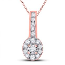 Womens Round Diamond Oval Pendant 1/4 Cttw 10kt Rose Gold - REF-13A9M