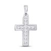 Womens Princess Diamond Cross Pendant 1/4 Cttw 10kt White Gold - REF-15K9Y