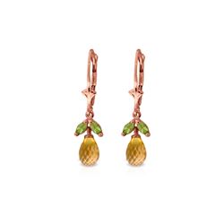 Genuine 3.4 ctw Citrine & Peridot Earrings 14KT Rose Gold - REF-26F6Z