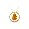 Image 1 : Genuine 6.6 ctw Citrine & Diamond Necklace 14KT Yellow Gold - REF-52W9Y
