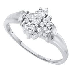 Womens Round Diamond Cluster Ring 1/6 Cttw 10kt White Gold - REF-8N5F