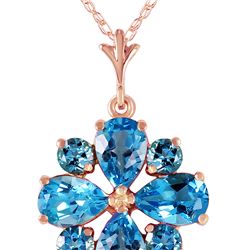 Genuine 2.43 ctw Blue Topaz Necklace 14KT Rose Gold - REF-29K7V