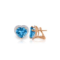 Genuine 12.88 ctw Blue Topaz & Diamond Earrings 14KT Rose Gold - REF-107P3H