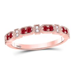 Womens Round Ruby Diamond Stackable Band Ring 1/4 Cttw 10kt Rose Gold - REF-16N9F