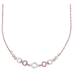 Womens Round Diamond Geometric Fashion Necklace 1/5 Cttw 14kt Rose Gold - REF-30H9R