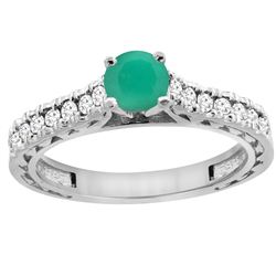 0.81 CTW Emerald & Diamond Ring 14K White Gold - REF-63M5A