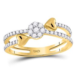 Womens Round Diamond Fashion Heart Ring 1/3 Cttw 14kt Yellow Gold - REF-32F5W