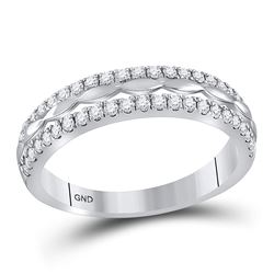 Womens Round Diamond Double Row Band Ring 1/2 Cttw 14kt White Gold - REF-32N5F