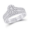 Image 1 : Round Diamond Bridal Wedding Ring Band Set 1/2 Cttw 10kt White Gold - REF-36N9F