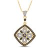 Image 1 : Womens Round Brown Diamond Square Pendant 3/8 Cttw 14kt Yellow Gold - REF-24W9K