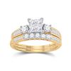 Image 1 : Princess Diamond Bridal Wedding Ring Set 1 Cttw Size 10 10kt Yellow Gold - REF-72H9R