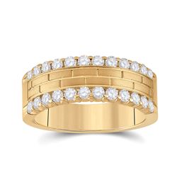 Mens Round Diamond Wedding Brick Band Ring 1 Cttw 10kt Yellow Gold - REF-87W5K