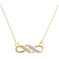 Womens Round Diamond Infinity Pendant Necklace 1/20 Cttw 10kt Yellow Gold - REF-10Y5N