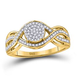 Womens Round Diamond Twist Circle Cluster Ring 1/3 Cttw 10kt Yellow Gold - REF-21Y5N