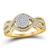 Image 1 : Womens Round Diamond Twist Circle Cluster Ring 1/3 Cttw 10kt Yellow Gold - REF-21Y5N