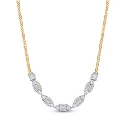 Womens Baguette Diamond Fashion Necklace 1/2 Cttw 14kt Yellow Gold - REF-41A9M