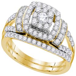 Round Diamond Bridal Wedding Ring Band Set 1 Cttw 14kt Yellow Gold - REF-82X5A