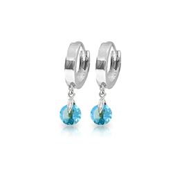 Genuine 2 ctw Blue Topaz Earrings 14KT White Gold - REF-25W9Y