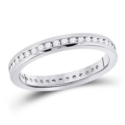 Womens Round Diamond Eternity Wedding Band 1/2 Cttw 14kt White Gold - REF-54M5H