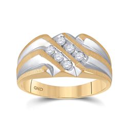 Mens Round Diamond Band Ring 1/4 Cttw 10kt Yellow Gold - REF-24X9A