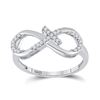 Image 1 : Womens Round Diamond Cross Infinity Ring 1/10 Cttw 10kt White Gold - REF-13R5X