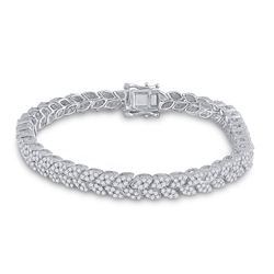 Womens Round Diamond Fashion Bracelet 3-5/8 Cttw 14kt White Gold - REF-313X9A