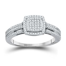 Round Diamond Cluster Bridal Wedding Engagement Ring 1/4 Cttw 10kt White Gold - REF-18H5R