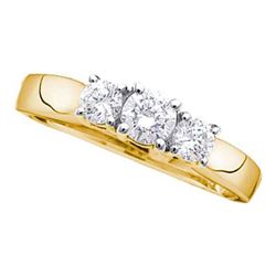 Round Diamond 3-stone Bridal Wedding Engagement Ring 3/4 Cttw 14kt Yellow Gold - REF-64R5X