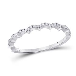 Womens Round Diamond Scalloped Stackable Band Ring 1/8 Cttw 10kt White Gold - REF-13Y9N