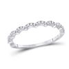 Image 1 : Womens Round Diamond Scalloped Stackable Band Ring 1/8 Cttw 10kt White Gold - REF-13Y9N