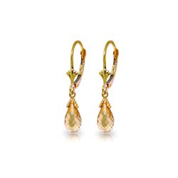 Genuine 2.5 ctw Citrine Earrings 14KT Yellow Gold - REF-20T8A