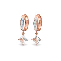 Genuine 4 ctw Aquamarine Earrings 14KT Rose Gold - REF-62Y6F