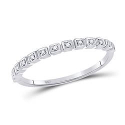 Womens Round Diamond Stackable Band Ring 1/20 Cttw 10kt White Gold - REF-7K5Y