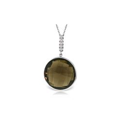 Genuine 17.08 ctw Smoky Quartz & Diamond Necklace 14KT White Gold - REF-49M8T