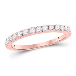 Womens Round Diamond Wedding Single Row Band 1/2 Cttw 10kt Rose Gold - REF-30A5M